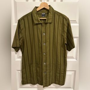 Todd Snyder Japanese Striped leisure shirt in olive